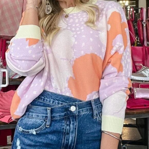 FATE Harris Sweater, Long Sleeve Bright/Colorful Pastel Floral, NWT, Sz Medium - Picture 3 of 10